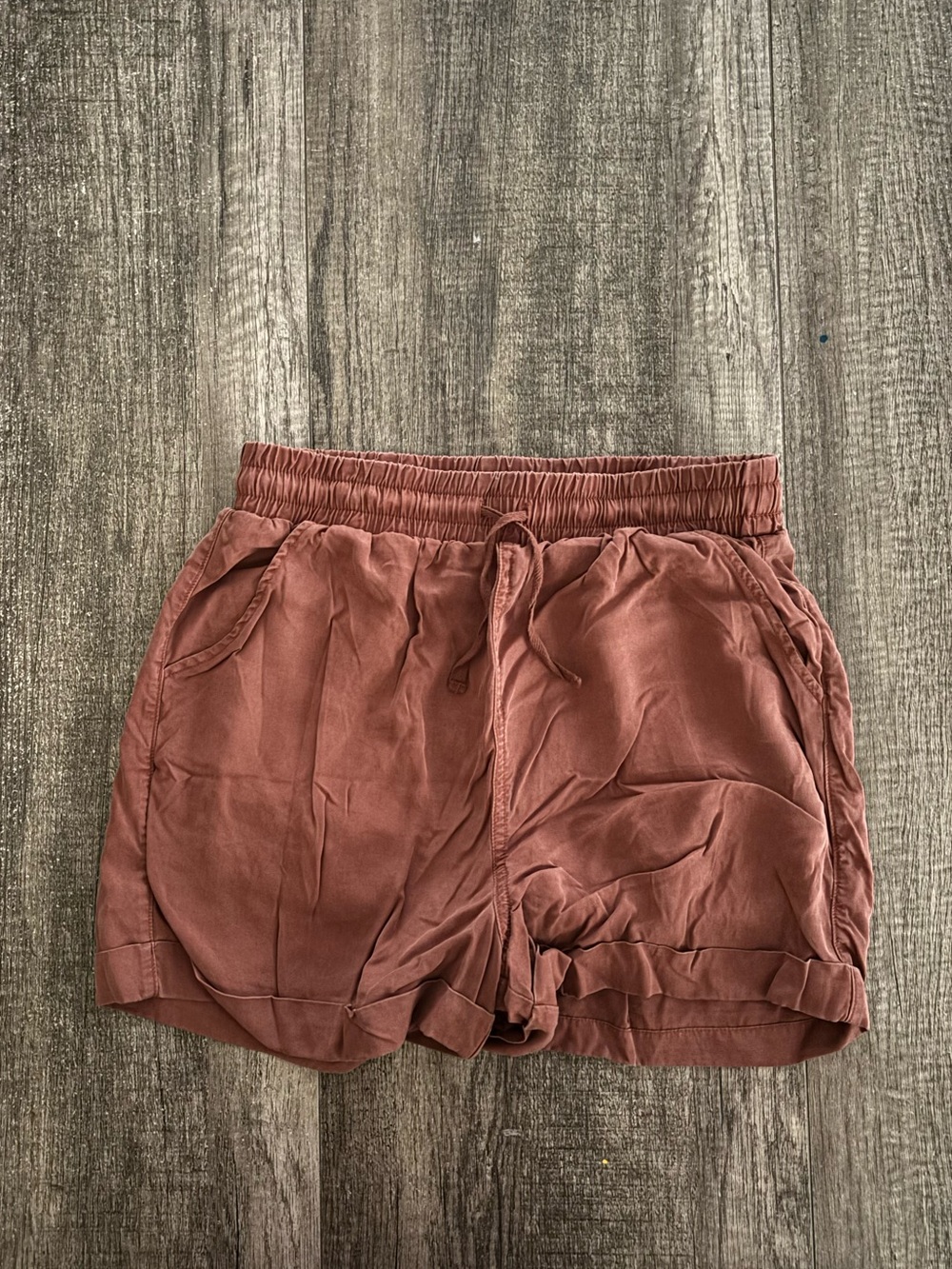 Universal Thread Rust Drawstring Linen-Blend Athletic Shorts